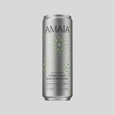 Amaia Feijoa & Crisp Apple 250 mL can on a light grey background